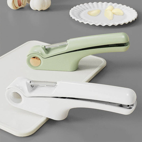 Manual garlic press quickly crushes cloves, saves time, reduces mess, enhances flavor.